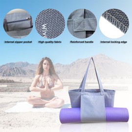 Wivmypog yoga mat bag, Yoga Mat Tote Bag with Mat Carrier Pocket, Easy to Carry Gym Shoulder Bag for Women and Men Workout, Pilates, Office Workout,Gym (Gray)