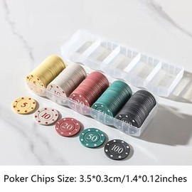 DKAOVH Poker Chips,Denomination Poker Chips Set with Storage Box,Poker Chips with Denominations(100PCS)