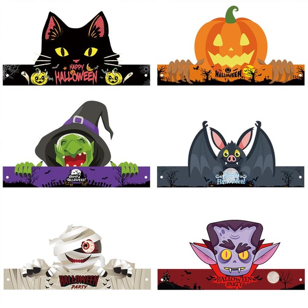 Halloween Paper Hats, Witch Bat Pumpkin Vampire Mummy Black Cat