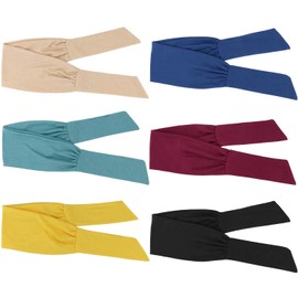 DRESHOW Women's Sports Headbands, Hair Bands, Cute Hair Accessories for Yoga, Running, Training, Pack of 6 - Pack of 6 colour headwraps set 14