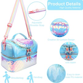 RHCPFOVR Kids Lunch Bag - Double - Decker Cooler Insulated Lunch Box for Boys Girls Women,Washable Lunch Bag with Strap and Reusable Toddler Lunchbox for School and Daycare