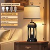 QiMH Table Lamp for Living Room, Farmhouse Lamps with USB