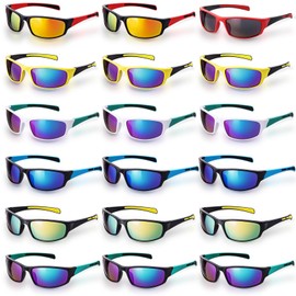 Leumoi 18 Pairs Sports Sunglasses Tactical Running Sunglasses Driving Shade Motorcycle Glasses for Men Women Youth(Light Color)