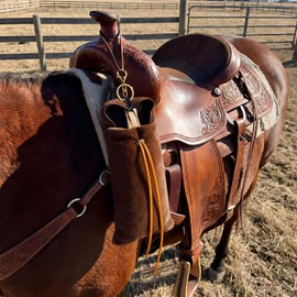 Sosation Saddle Water Bottle Holder with Pocket Horse Saddlebag,Brindle