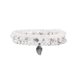 XQMMGO Women's Pearl Bracelet, Boho Jewellery Bracelet, Multilayer Bracelets, Bracelet with Pendant, Crystal Stretch Women's Bracelet, Women Birthday Gift (Pink), Crystal