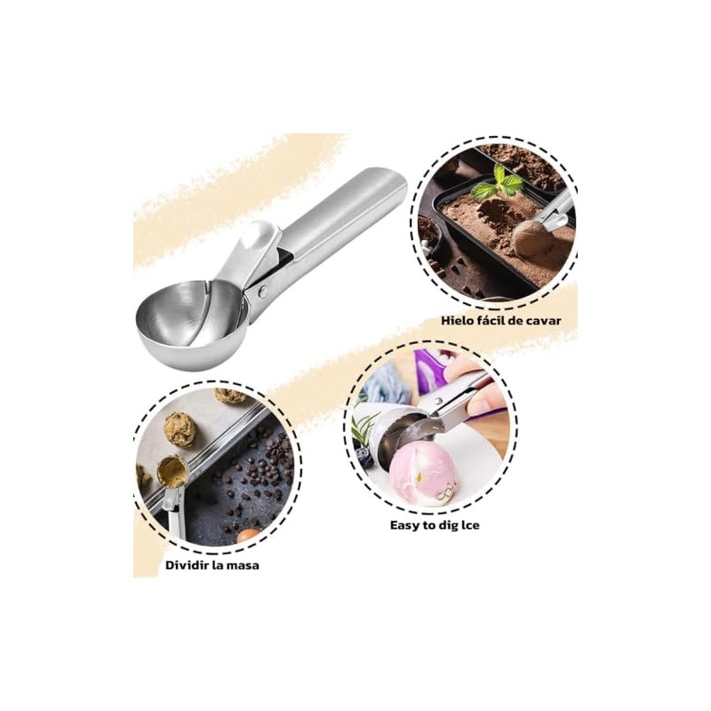 Cuchara para Helado de Acero Inoxidable–Cuchara para Frutas, Funderelele, Cuchara