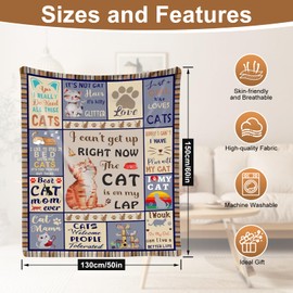 Nakutita Cat Mum Blanket, Cosy and Warm Cat Themed Gifts Blanket, Cat Throw Blanket for Cat Lovers, Women, Ideal Cat Mum Gift for Women, 150 * 130cm