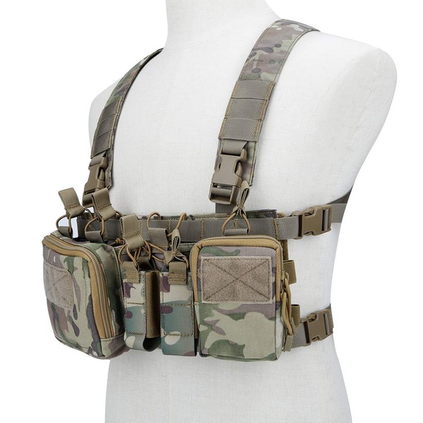 Huenco Tactical Assault Chest Rig 500D Molle Multicam Tactical Vest with Multi-Pockets
