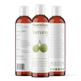 Plant Guru Tamanu Oil 8 fl. oz. – Cold‑Pressed 100% Pure & Natural Unrefined Carrier Oil for Skin, Face, Body & Hair Moisturizer. Ideal for DIY Creams, Lotions, Soaps & Lip Balms.