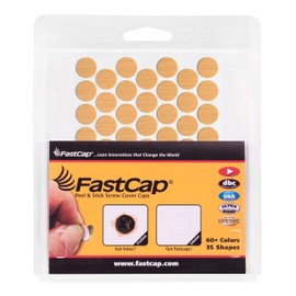 FastCap - Screw Hole Covers, 9/16" (14mm) Stickers - Professional Woodworking & Cabinetry - One Sheet (53-Caps) - Woodgrain PVC, Color - American Maple