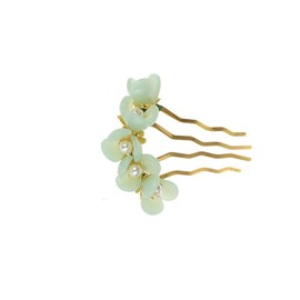 1pc Hairpin hairbun stick decorative hair sticks jade flower hair stick chinese hair chopsticks tassel hair sticks chinese chopsticks Hanfu headdress natural jade Miss Asia manual (Green, One size)