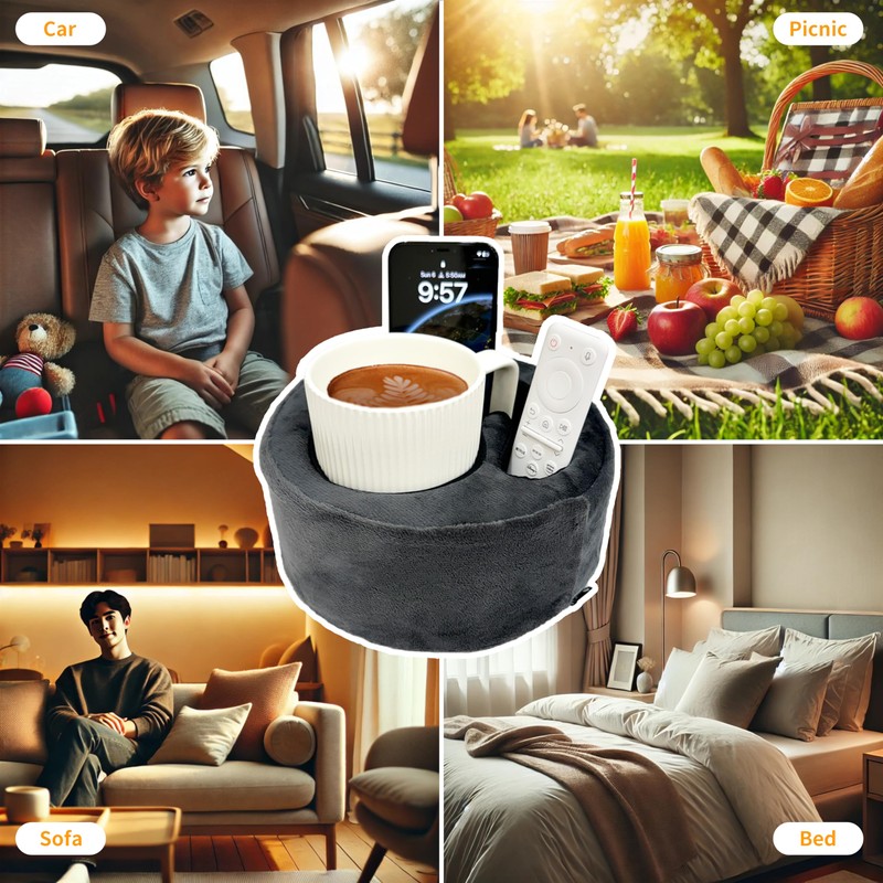 Couch Cup Holder Pillow, Sofa and Bed Organizer Caddy for