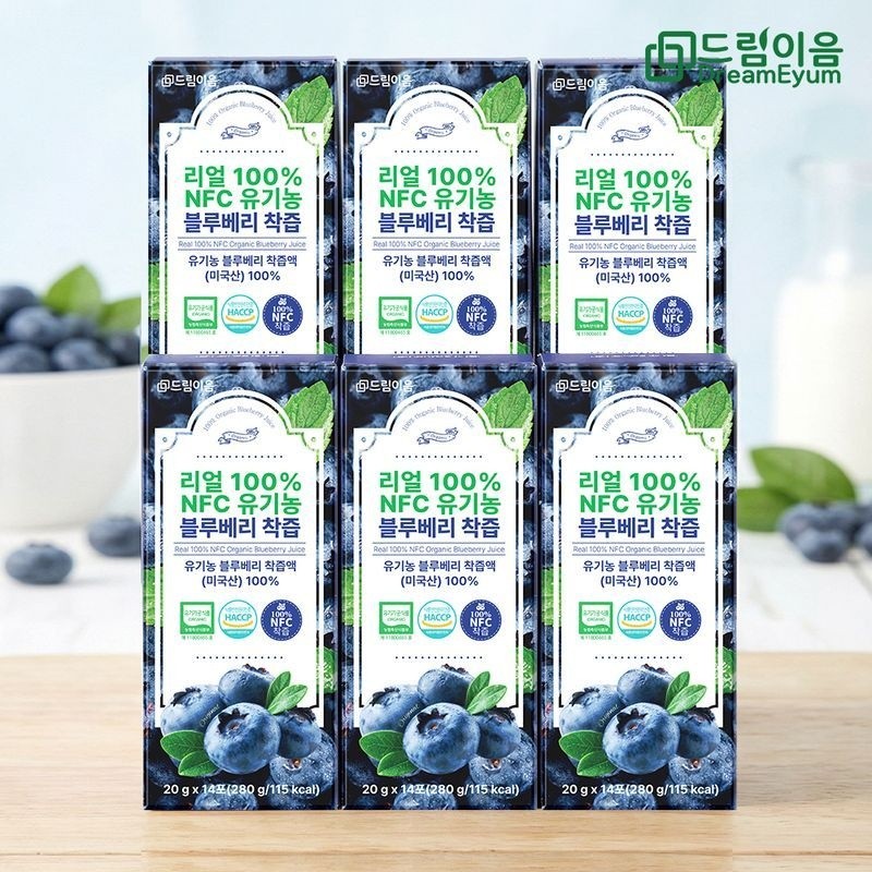 드림이음 6 boxes of real 100% NFC organic blueberry sticks