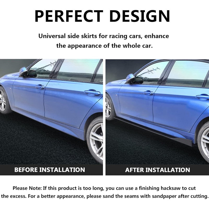 KEEPDSGN 78.7'' Side Skirts Splitter Lip Glossy Black For 2017-2021