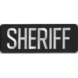 SoCal Emblem SHERIFF back patch 11" x 4" with full hook backing, ASST COLORS AVAILABLE - White on Black