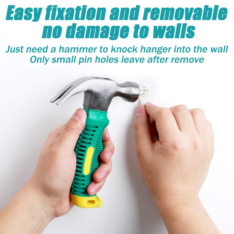 50 Pieces Plastic Hardwall Hanger Hooks, Non-Mark Hook, Concrete Hanging