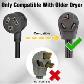 M1A2 3 Prong to 4 Prong Dryer Plug Adapter, 3-Prong Old Dryer to 4-Prong New Dryer Receptacle Easy Plug-in Sturdy Thick Three-Prong Wall 30A 125/250V, STW 10AWG