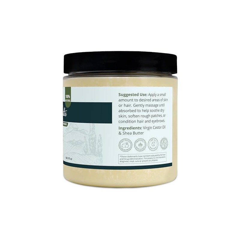 Castor Body Butter-Castor Oil-Raw Shea Butter-Moisturizing-Skin-Hair-Body
