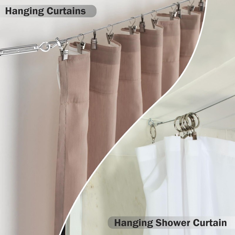 1/16" Metal Curtain Wire Hanging System, 100ft 7×7 Strands 304