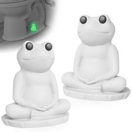 MENNTY Frog Toilet Bolt Covers Glow in the Dark Decorative – PLA Toilet Screw Caps Hide Rusty Bolts, Cute Bathroom Decor Accessories, Set of 2 (White)