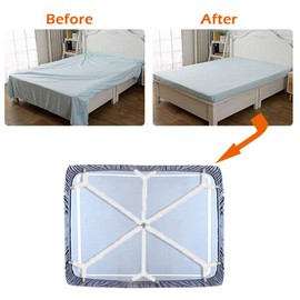 BaiJ Bed Sheet Clips,3 Way 6 Sides Bed Sheet Fastener Straps Elastic Adjustable Sheet Corner Holder Grippers for All Round and Square Mattresses White