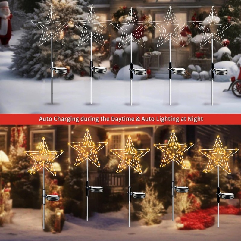 Joysing Solar Christmas Lighting Outdoor Star 2 Pieces 75 LED