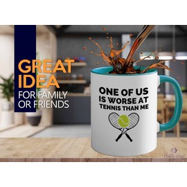 Bubble Hugs Tennis 2Tone Green Mug 11oz - worse at tennis than me - Coach Smash Tennis Lovers Gift Racket Racquetball Racquet Baseline Tennis Fan