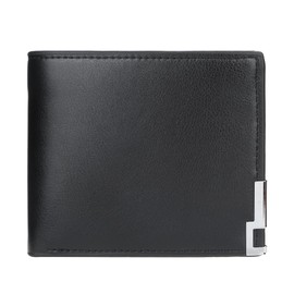 Carteras de Hombre, Portafolios Delgada de piel para Hombre, Billeteras Plegables con Bloqueo RFID y Ventana para identificación, 8 Tarjeteros, Regalo para él, Talla única (Negro-D1835)