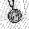 OEMOO Collar de medalla de San Benito, collar de acero