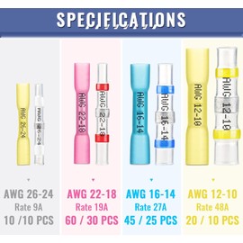 210pcs Heat Shrink Wire Connectors Sopoby 135 pcs Heat Shrink Crimp Butt Connectors Mixed with 75 pcs Solder Seal Wire Connectors 26-10GA Electrical Connectors Waterproof Assorted Wire cnectors Kit