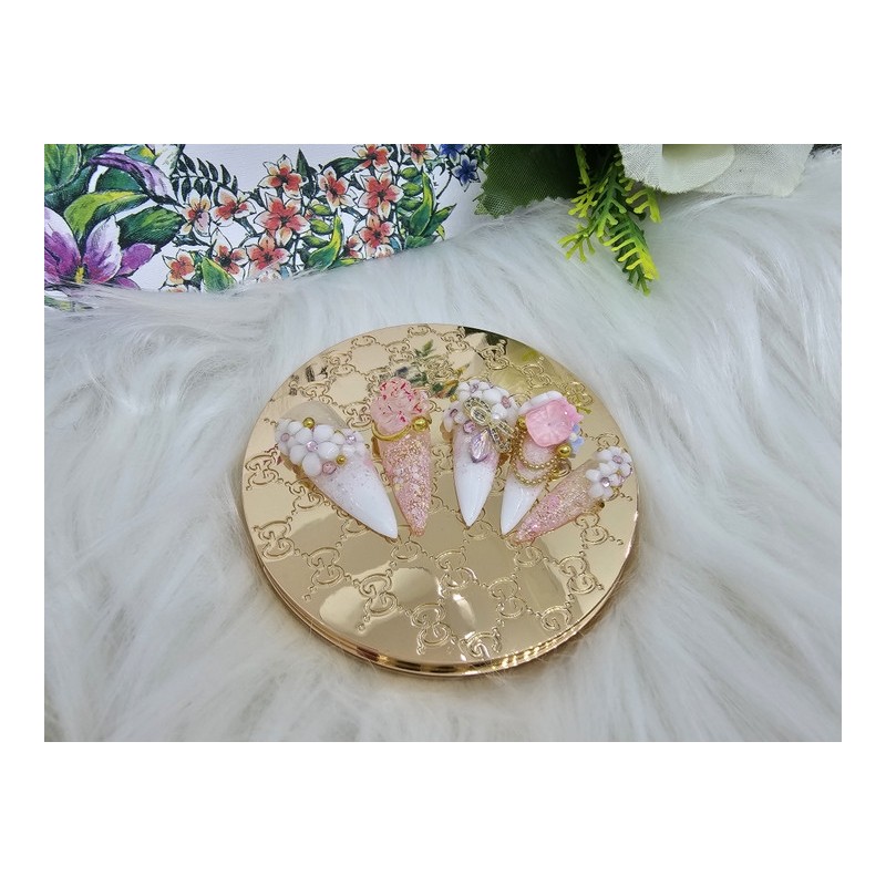 Cherry Blossom Handmade Nail Tips - Short Oval / 체리블라썸