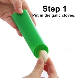 Sinnsally Garlic Peeler Skin Remover Roller Keeper,Easy Quick to Peeled Garlic Cloves with Silicone Tube Roller Garlic Peeling Kitchen Tool (Green,Red)