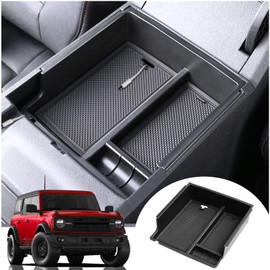 Mabett Center Console Organizer Compatible with Ford Bronco 2021 2022 2023 2024, Armrest Storage Box fit Bronco Accessories 2/4-Door, Insert Upper Tray Black