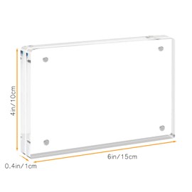 YUANQIAN 4Pack 6x4 Inch Crystal Clear Acrylic Magnetic Photo Frame with Stand - Frameless Double-Sided Display for Home/Office Decor, Floating Lucite Cube Design, Waterproof & Shatter-Resistant (4)