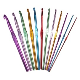 Vardhman Hard-Anodized Aluminum Multicolor Crochet Hooks Needle (2.0 to 8.0 mm) Pack of 12
