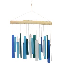 Cohasset Rectangles Tumbled Glass Wind Chime - Blue Variety - Suncatcher, Garden Art, Mobile