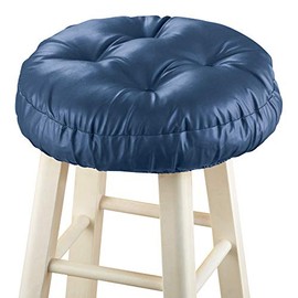 Collections Etc Foam-Padded Thick Waterproof Barstool Seat Cover Cushion with Slip Resistant Backing, Navy