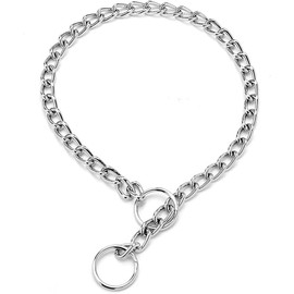 Chain Collar for Dogs, Metal Slip Link Training Heavy Duty Dog Collar Martingale Puppy Collars for XXS XS Small Medium Large Big XL Breed Dogs, Silver (Silver, M(Neck Max 18inch) D3mm)