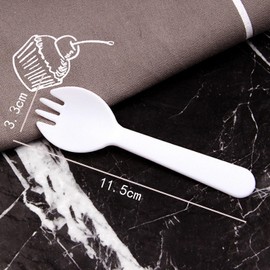 100PCS Disposable Sporks, Eco-Friendly Durable Plastic Spork, 2 in 1 Forks and Spoons Great for Lunch, Picnics or Restaurant and Party Supply (White)