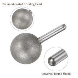 Kozelo Diamond Grinding Bit - [30mm Dia 120 Grtis] Ball Head Carving Drill Bits Rotary Tool for Carving Polishing Use | 6mm Round Shank