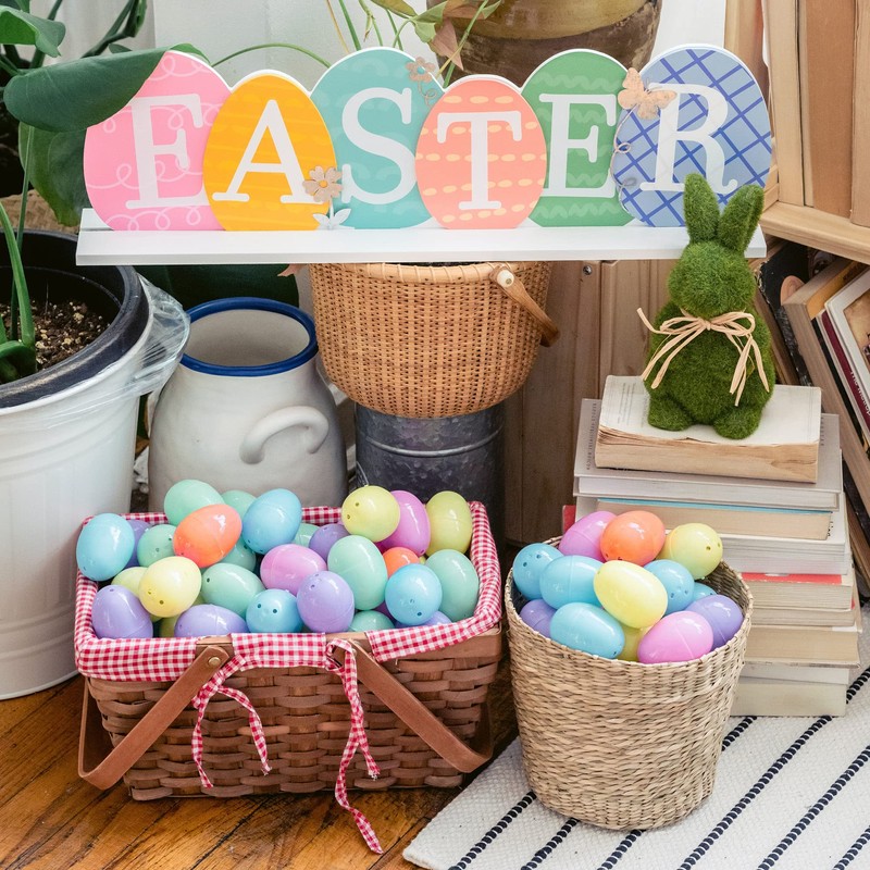 com-four® 24 x Filling Eggs - Colourful Plastic Eggs for