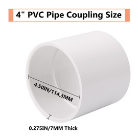 4" PVC Pipe Coupling Adapter Pipe Fittings (Socket x Socket) Contractor Pack Schedule 40 Heavy Duty 4 Inch PVC Slip Socket Connectors for DIY PVC Shelf Garden Support Structure, White