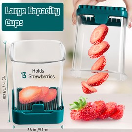 Upgraded Fruit Slicing Cup with Removable Blade & Push Plate - Safe Strawberry, Banana, Egg, Grape Slicer - Kitchen Gadget for Easy Fruit Prep (Blackish green)