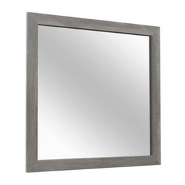 Benjara Adia 40 Inch Modern Accent Mirror, Sleek Textured Frame, Rustic Gray Veneer