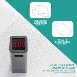 Disposable Bed Sheet and Pillowcase, AMONENZ Double Travel Bed Sheet, 210 x 230 cm Flat Sheet, with 2 Pieces 50 x 80 cm Pillowcases, for Travel, Hotels, Outdoor Camping