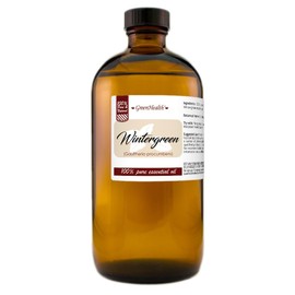 Wintergreen Essential Oil - 16 fl oz (473 ml) Amber Glass Bottle w/Child Resistant Cap - 100% Pure Essential Oil - GreenHealth