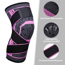 Yasdyri Knee Support Compression Knee Support with Adjustable Shoulder Strap for Men and Women for Meniscus Tear, Arthritis, ACL, Weightlifting, Basketball, Sports, Pack of 1 (Pink, L)