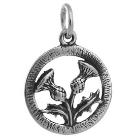 Sterling Silver Scottish Thistle - SMALL, Double Sided - (Charm Only or Necklace)