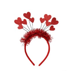 Xvbhaq Sequins Heart-Shaped Headband, Heart-Shaped Tinsel Red Headband, Valentine's Day Headband, Red Sequin Glitter Headband, Carnival Headband, Valentine's Day Accessories