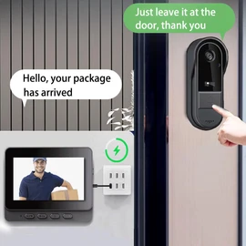 TKMARS Doorbell Camera Wireless No Subscription 1080P, Waterproof Door Bell Camera with Monitor Screen Free Storage NO WiFi and APP Needed, Video Intercom Two-Way Audio, 170° View Angle,Night Vision